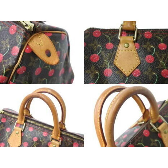 Louis Vuitton Cherry Red Speedy Handbag Brown Takashi Murakami - Picture 6 of 8